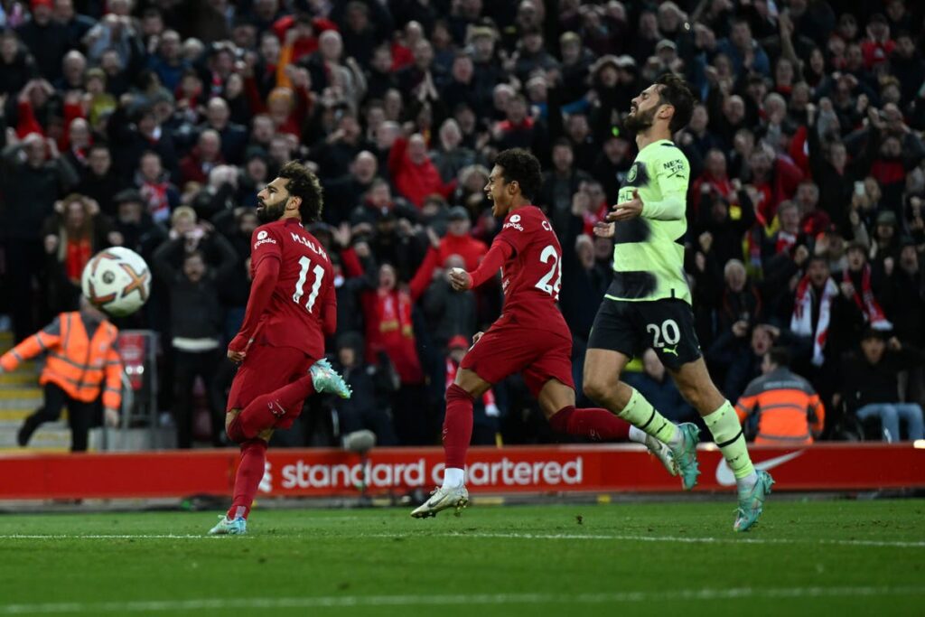 Salah célébrant le but de la victoire